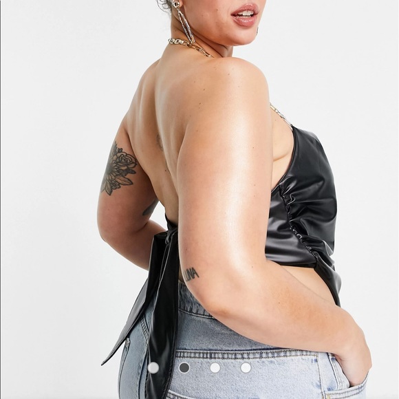 NWT Faux Leather Scarf Top - Picture 4 of 6